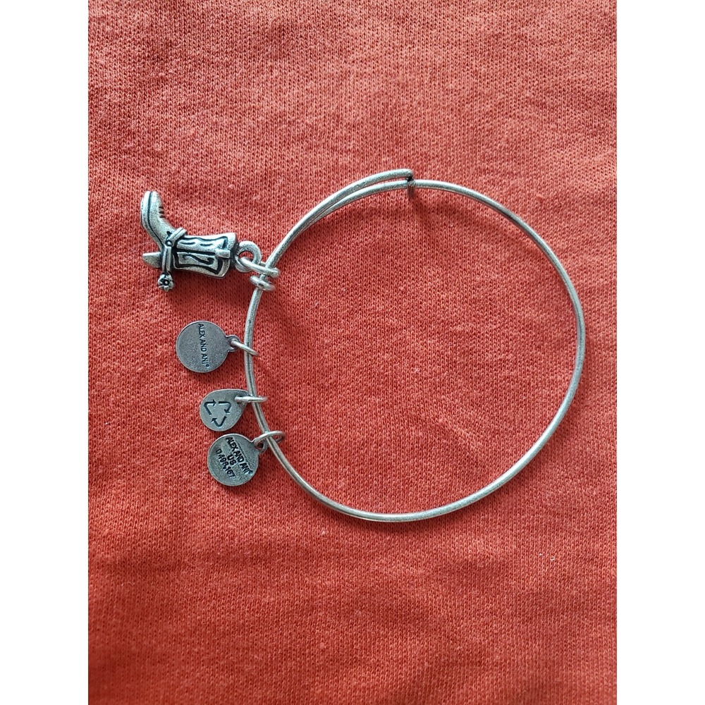 Alex And Ani Bracelet With Cowboy Boot Charm. Silver
